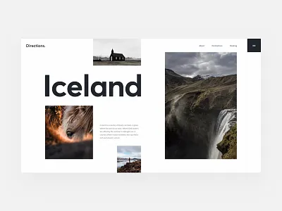 Directions - Hero layout exploration design exploration flat grid hero layout minimal process split layout travel typography ui ux web design webflow website
