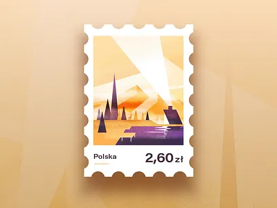Stamp PL illustrated illustration landscape mountain stamp