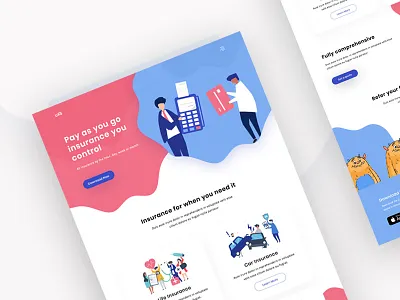 Insurance App Landing Page agency app landing page color creative design exploration illustration insurance insurance app landing page insurance web design landing page team trend typography ui ux web web desgin