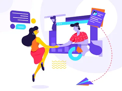 Nice to meet you affinity designer character illustration simple vector webpage woman