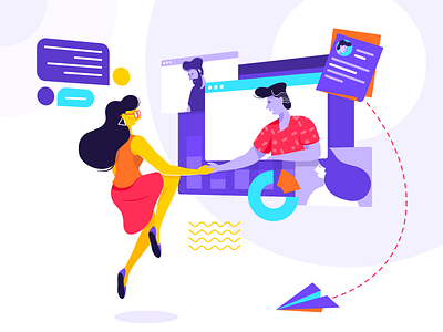Nice to meet you affinity designer character illustration simple vector webpage woman