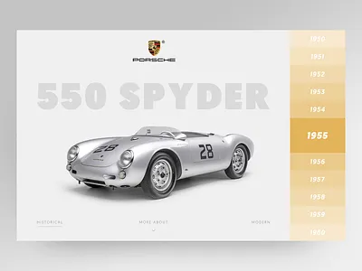 Porsche History Website 1955 cabriolet car cars clean clean creative grey layout luxury luxury car minimal minimalistic porsche timeline ui ux vintage vintage car website website design