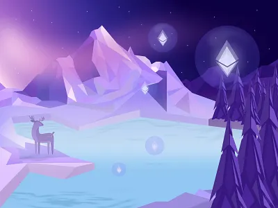 Crypto winter🌨 bitcoin bubble clean crypto cryptocurrency design ether ethereum exchange illustration mountain ui web winter