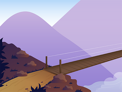 Dragons, chasms, rickety bridges, oh my! bridge chasm dragon envy labs illustration mountains orlando ui design