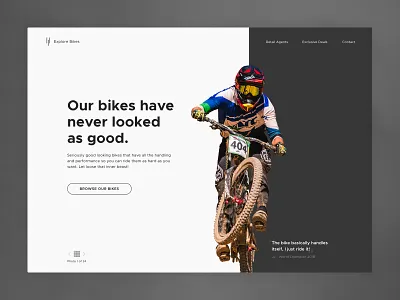 Biker Bikes Landing Page bike bikes clean dark design flat hero landing landing page minimal mountain bike simple ui ux website
