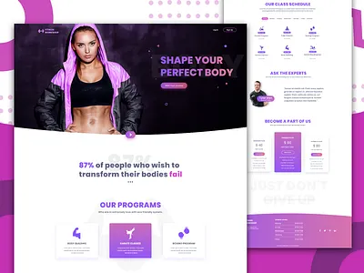 Fitness Workshop app concept branding color design fitness flat gradient color gym icon illustration landing page minimal typography ui ui concept uidesign ux web website concept workout