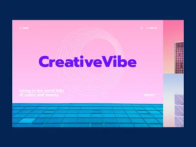 Architecture Landing Screen bee sight soft blue daily design desktop gradient typography ui uiux ux vietnam