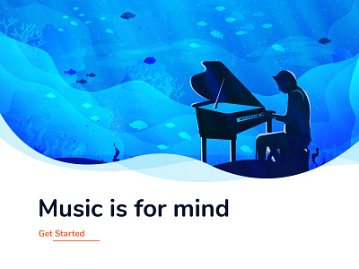 Piano Playing Header branding character color design gradient header illustration illustrations music piano typography ui vector web website