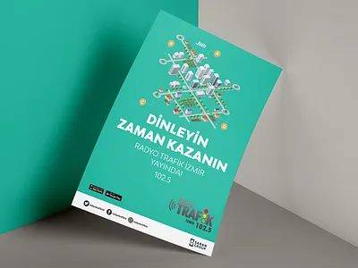 Radyo Trafik İzmir Poster design erdemozkan illistration minimal mockup poster radyotrafik rightpage saranholding typography