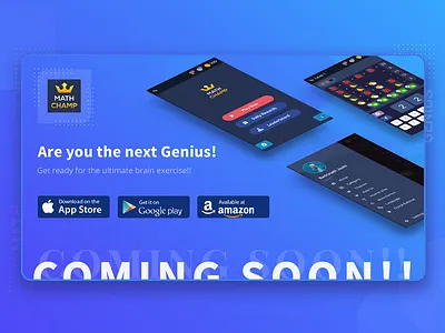 Math Champ Game ( COMING SOON ) android background coming soon game game design gradient ios iphonex math math genius play tab