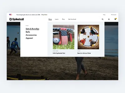 Spikeball Navigation ecommerce nav navigation shopping spikeball sports ui ux