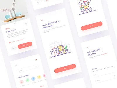 Gift app design gift grain holiday illustration interface mobile mobile app shop ui ux