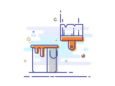 Line Illustration brush bucket icon line mbe paint