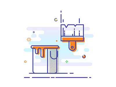 Line Illustration brush bucket icon line mbe paint
