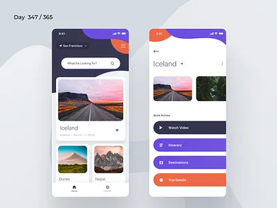 Curated Travel Stories App | Day 347/365 - Project365 circular std colorful curated disruptive disruptive thursday flights graphik ios minimal mobile app project365 selective stories travel travel app