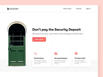 Landing Page Header cards deposit design desktop finance header home housing icons interaction interface landing page loan money pattern real estate security unsplash user experience web