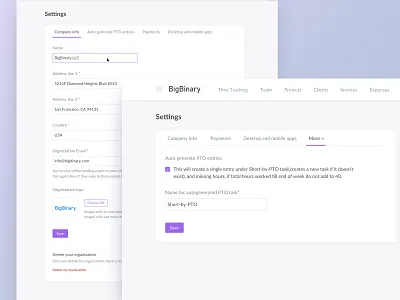 Settings Page Redesign aceinvoice app design invoice ios logo minimal organization settings type typogaphy ui user ux web web development