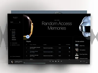 Music Player Desktop App adobe xd daftpunk desctop app light and dark music music player onuka ux ui