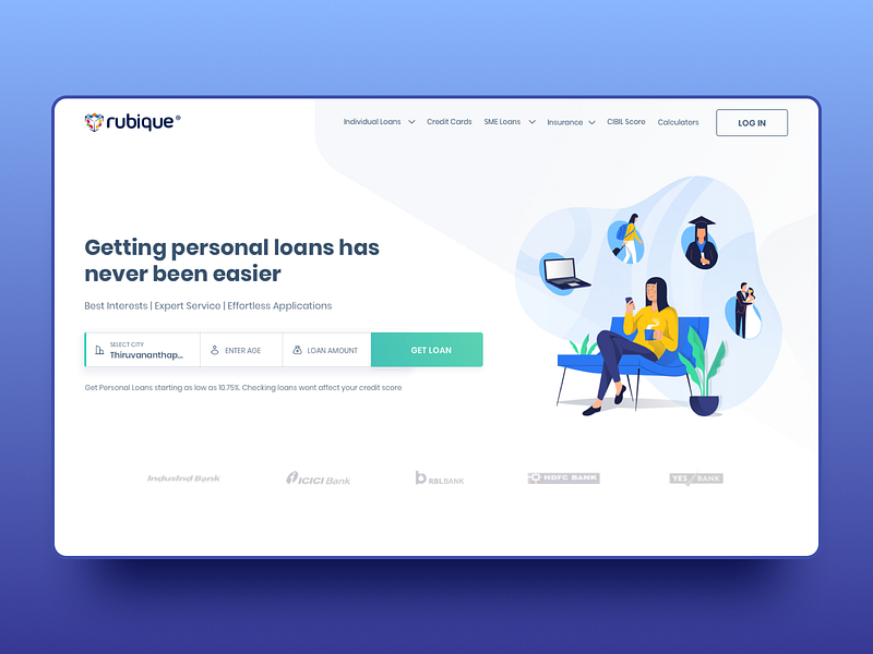 Personal Loan - UI Design branding finance fintech first fold icons illustration landing design landing page landing page ui loan personal loan procreator sketch typography ui ui ux ui ux design ux vector web