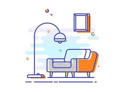 Line Illustration frame home icon light line mbe sofa