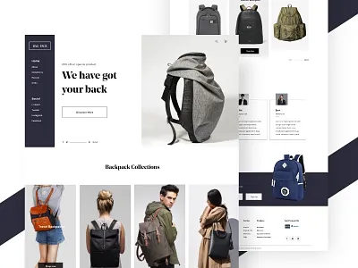 Back Pack Landing Page 2019 design trend back pack landing page bag ecommerce web design bag landing page creative landing page design ecommerce ecommerce web application landing page design minimal design uiux web design