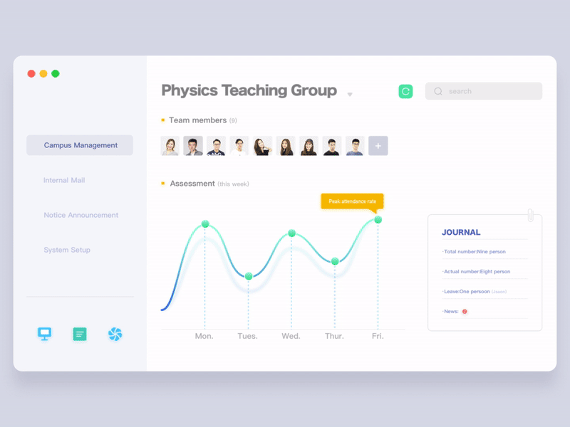 Educational Management Interface-Motion animation auto data design interface list principle ui