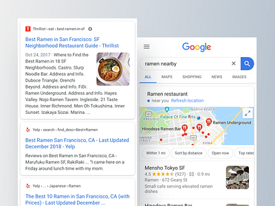 Attribution across Google (Local) Search blue clean design favicon google icon logo material mobile modern soft typography ui ux white