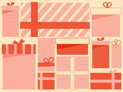 Tons of presents christmas digital illustration email banner eventbrite pink