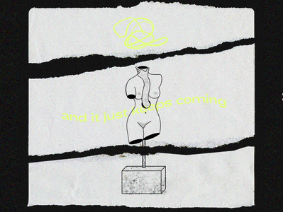 Death By Overthinking illustration neon ripped ripped paper