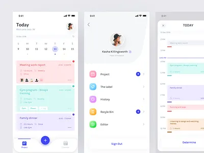 Schedule Application app card clean color date design interface project schedule ui ux
