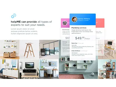 Helpme- task provider hiring landing hire landing ui