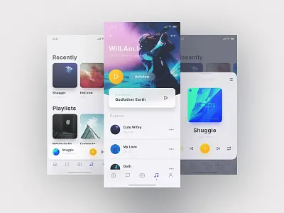 Mellow Theme Music animation art artwork blue blur cards design motion music player spotify tiles ui user experience ux
