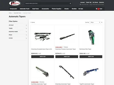 ProPlaster Category Page design ecommerce navigation ui