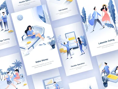 Illustrator Combination boy financial girl illustration plant