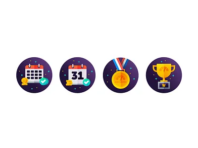Badges Exploration 🔍 badges branding calendar design graphic design icon illustration medal trophy vector