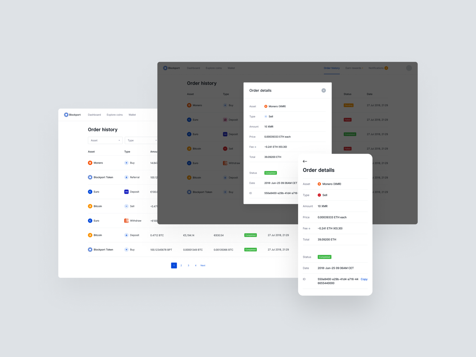 Extended order history by Jasper Jansz for Blockport on Dribbble
