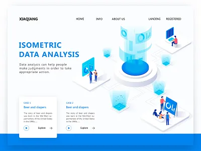 isometric blockchain Banner banner blockchain technology 人物插图 插图 设计