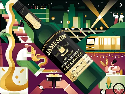 Jameson Mural: Venice, Los Angeles (Part 1) adobe art color composition design down the street down the street designs dts dts designs illustration illustrator jameson mural whiskey