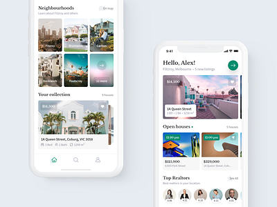 Real Estate iOS App: Home Screen app app design cards design estate estate app house ios ios app ios12 neighborhood real estate real estate app realtor realtor app typography ui user experience user interface ux
