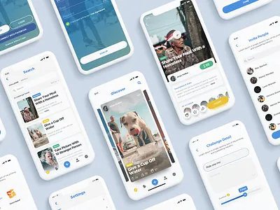 Duuple App app card challenge clean design flat ios list login mobile onboarding result search sign up type ui ux