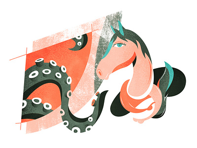 No touching please | 鞭长莫及 chinese chineseidiom design flat fourchars hiwow horse idiom illustration octopus vector