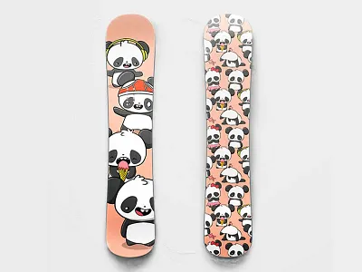 Panda Snowboard character character design characterdesign doodle art doodle characters illustration kawaii licensed art licensed artist licensing mockup panda panda bear panda design panda print pandas pattern design snowboard snowboard design snowboard mockup