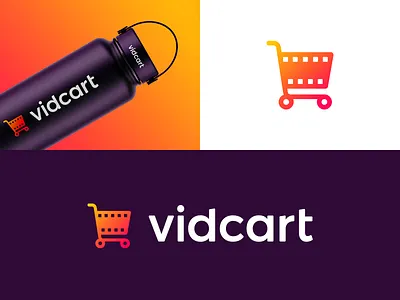 Vidcart design project branding cart clever logo colorful design film gradient identity illustration logo logo design logo designer logo icon logo project logotype mockup shop smart logo smart logos video