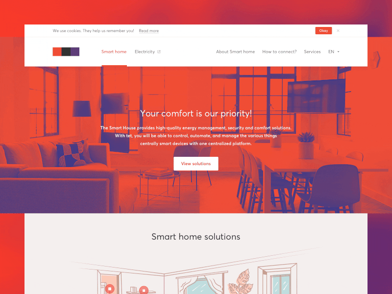 Smarthome Landing page animation clean design flat landing modern simple ui ux vector web web design website