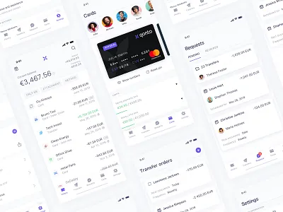 New headers & transfers list - Qonto account app bank bank account bank app card finance interface ios mobile qonto transfer ui