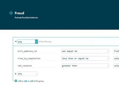 Rules Engine Header admin boolean logic form rules