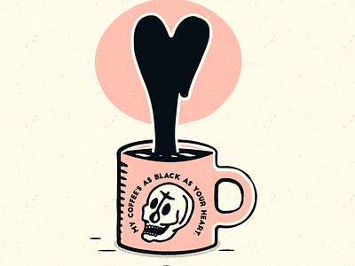 Black Coffee adobe art badge blackandwhite branding coffee color design ghost heart icon illustration logo skull texture vector vintage