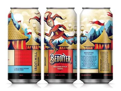 Bedotter Belgian-style Tripel beer beer branding beer can beer label clown illustration jester medieval middle ages packaging