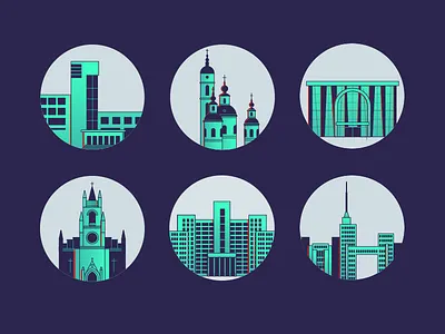 Kharkiv famous places symbols architecture city city icons city symbol kharkiv line art symbols ukraine