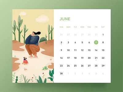 June banner desk calendar illustration ui